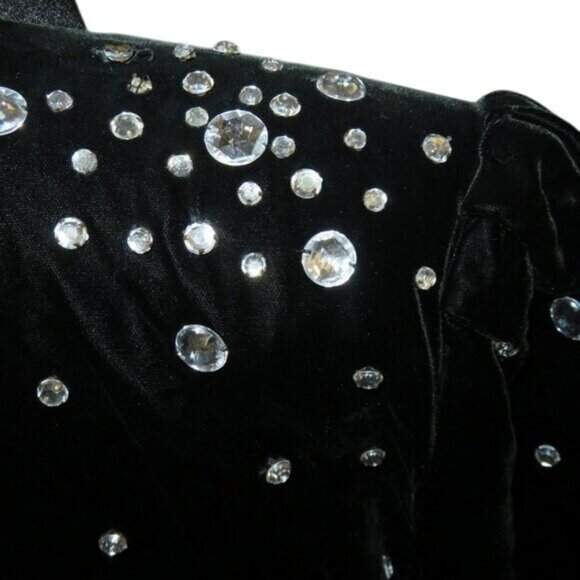 Argenti Notte Rhinestone Embellished Black Velvet Evening Jacket size Large - Picture 5 of 10